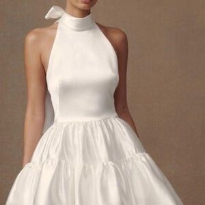 The DOROTA Satin Halter Mini Dress